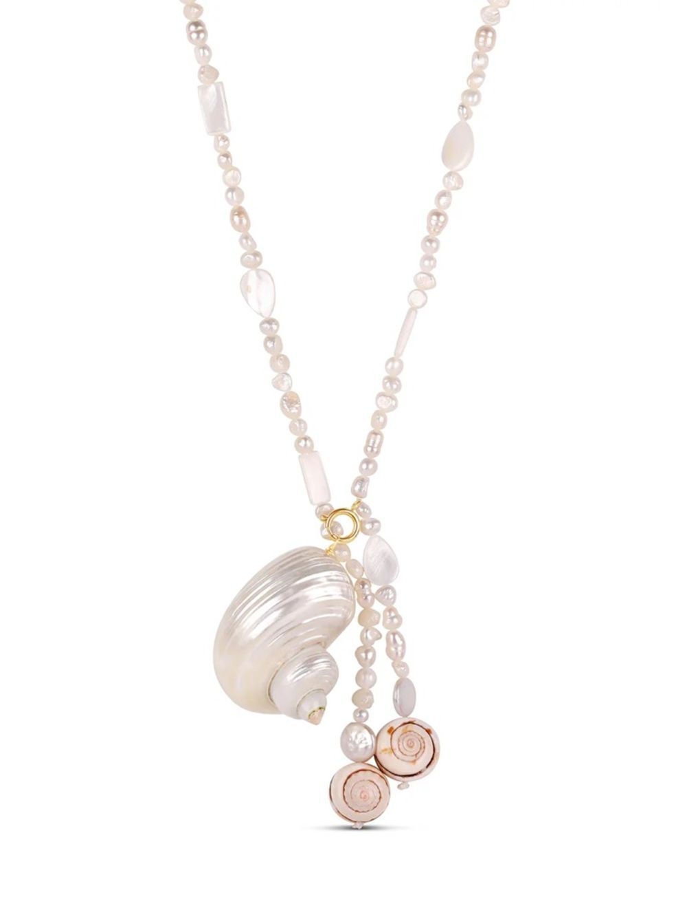 Snail Shell and Pearl Adjustable Necklace